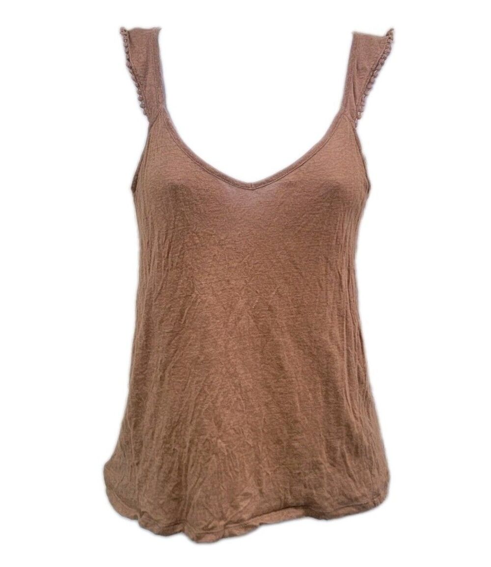 Sezane 100% linen tank top brwn sz s coastal beachy resort